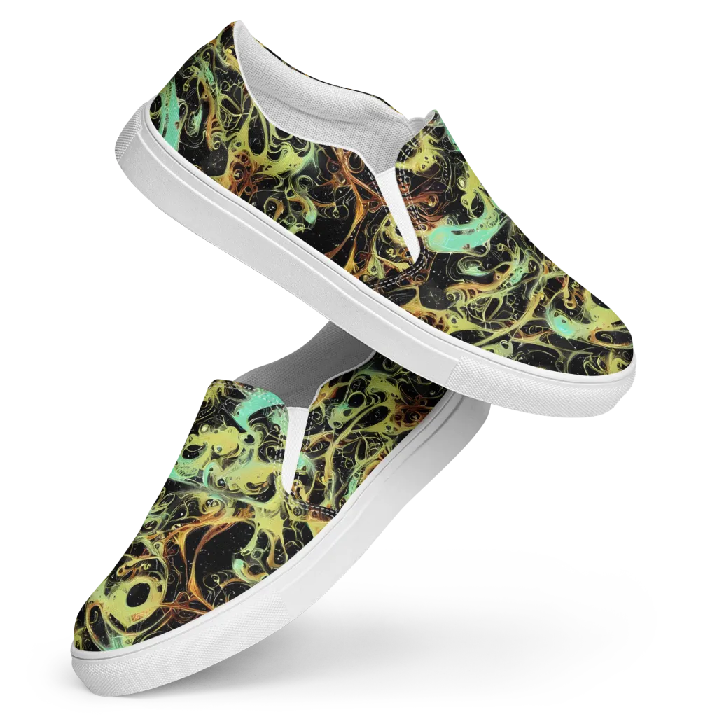 Blacklight Tide on Women's Slip-On Canvas Shoes — Front