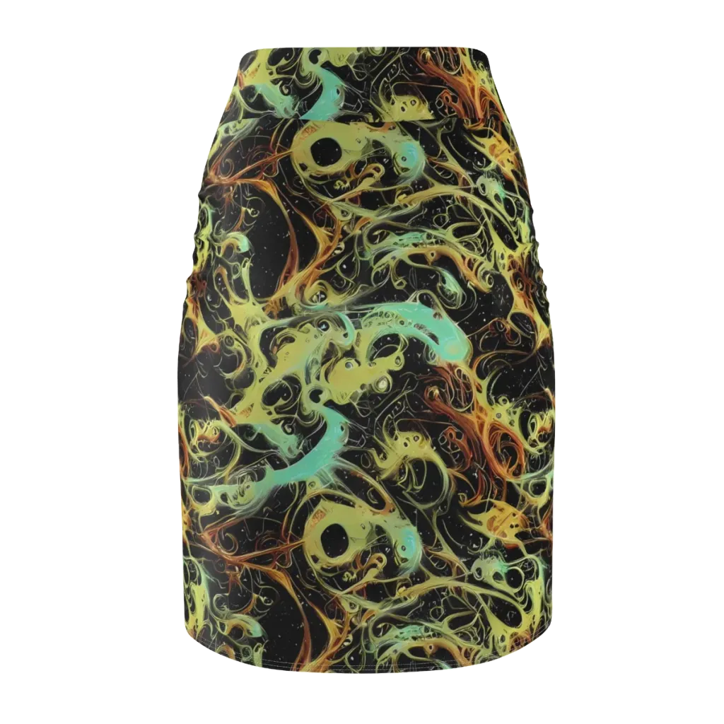 Blacklight Tide on Pencil Skirt — Back