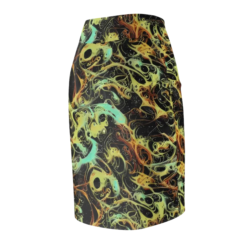 Blacklight Tide on Pencil Skirt — Back Side