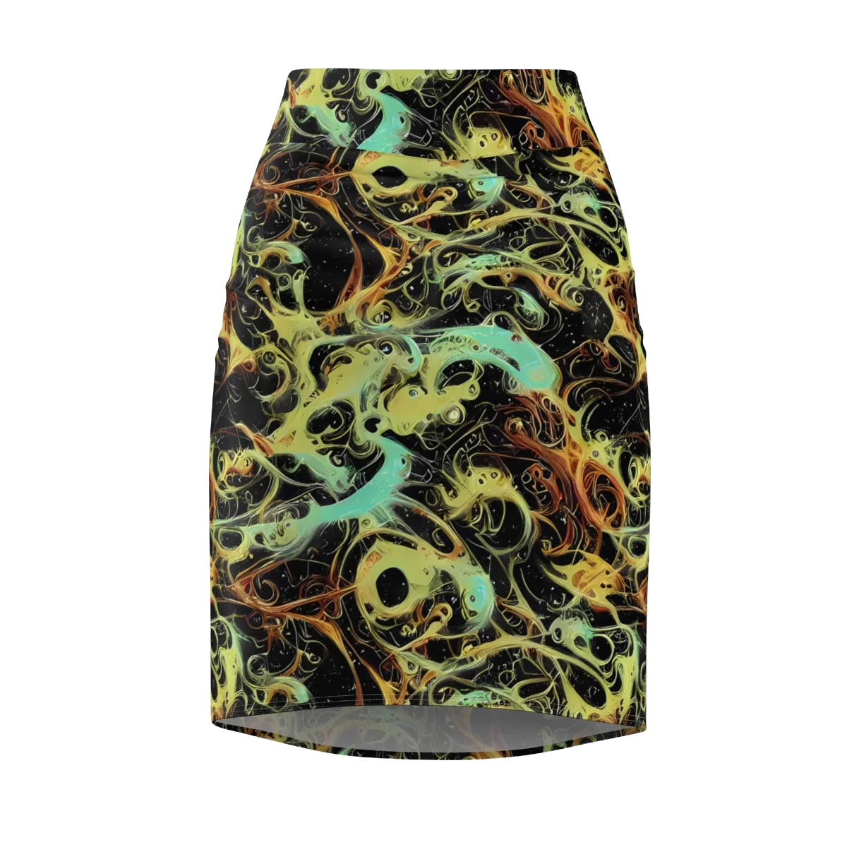 Blacklight Tide on Pencil Skirt — Front