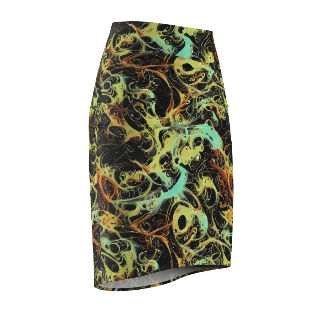Blacklight Tide on Pencil Skirt — Front Side