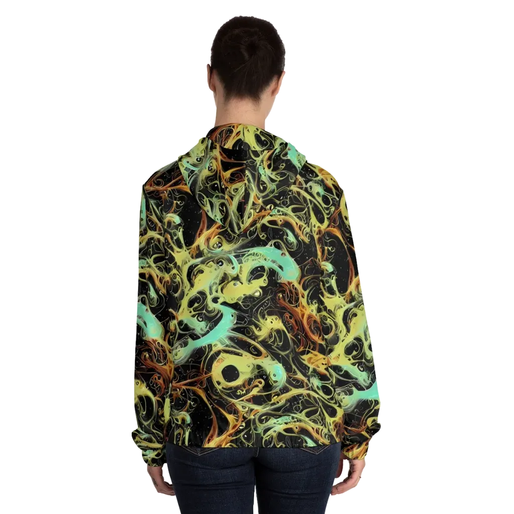 Blacklight Tide on Women's Full-Zip Hoodie — Back On Person