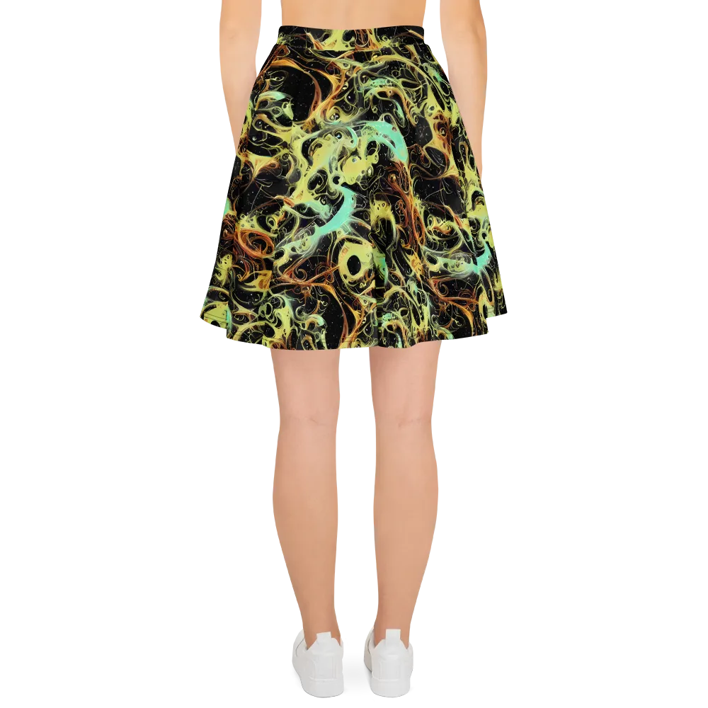 Blacklight Tide on Skater Skirt — Back