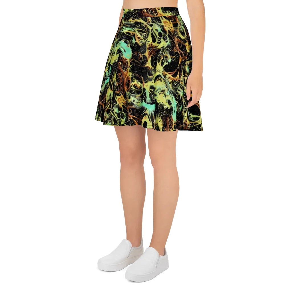 Blacklight Tide on Skater Skirt — Left