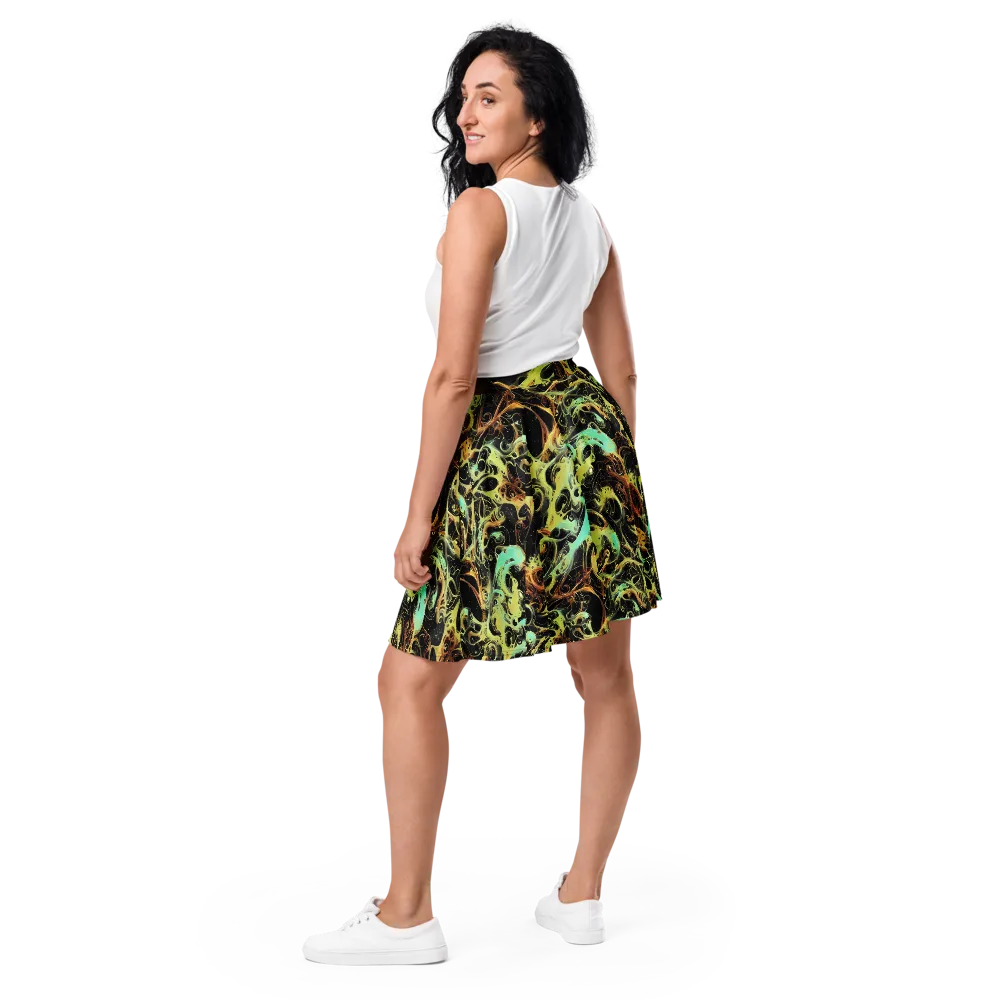 Blacklight Tide on Skater Skirt — Back