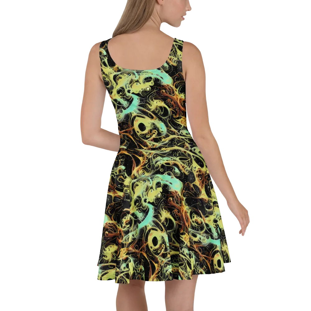 Blacklight Tide on Skater Dress — Back