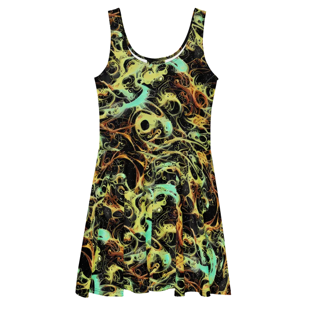 Blacklight Tide on Skater Dress — Front