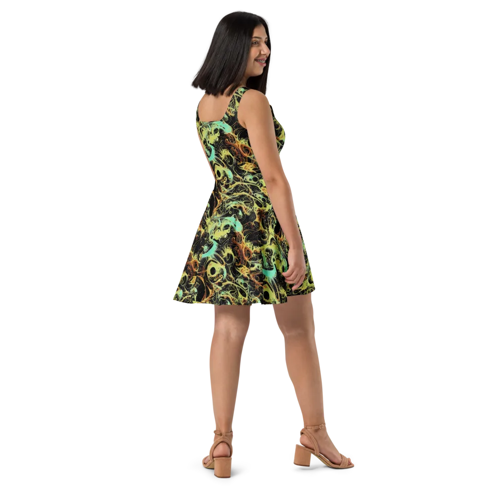 Blacklight Tide on Skater Dress — Right