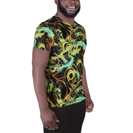 Blacklight Tide on a Men's Athletic T-Shirt