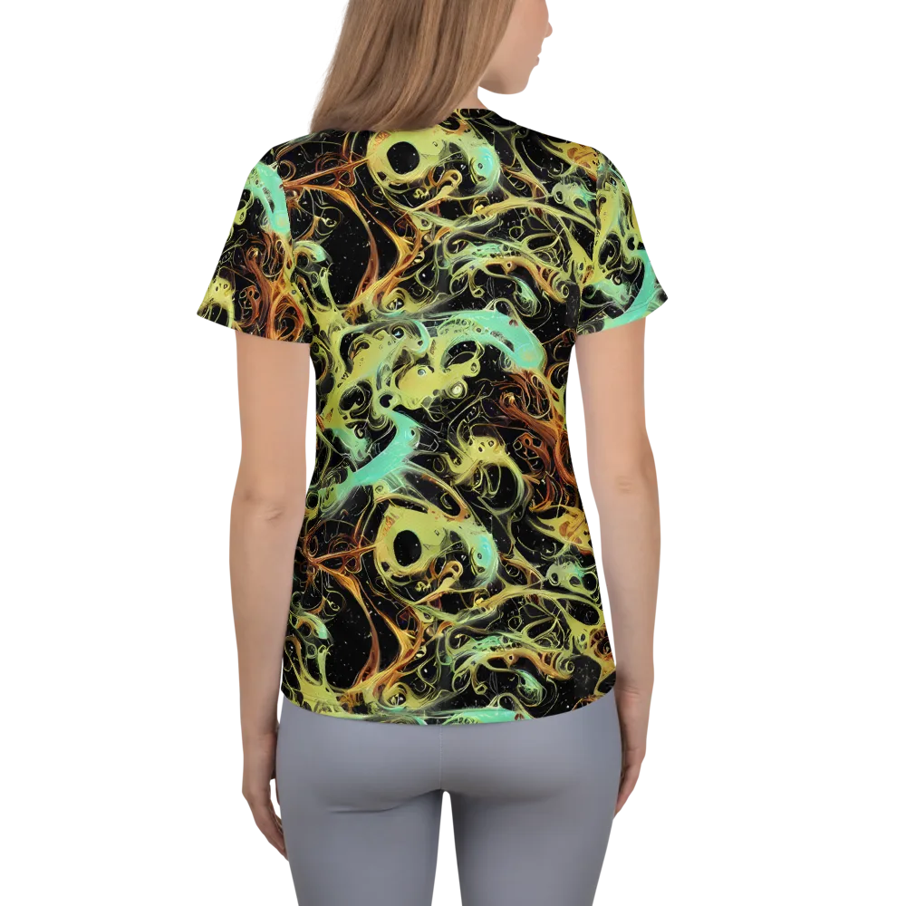 Blacklight Tide on Women's Athletic T-Shirt — Back