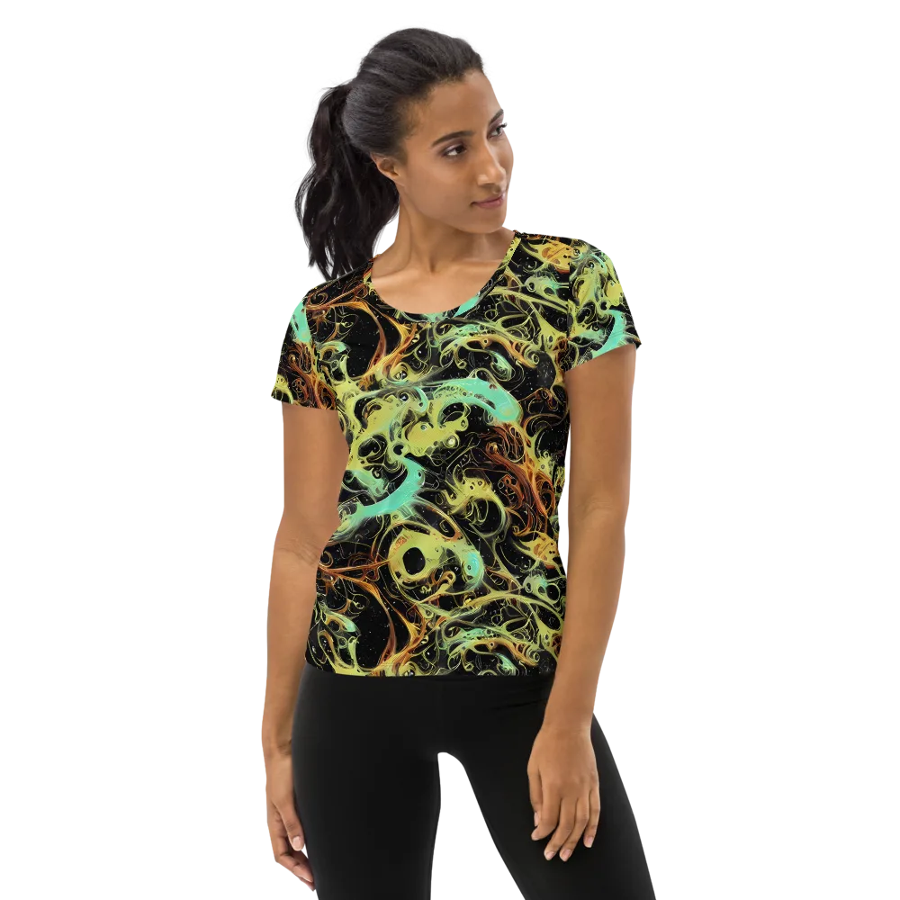 Blacklight Tide on Women's Athletic T-Shirt — Front
