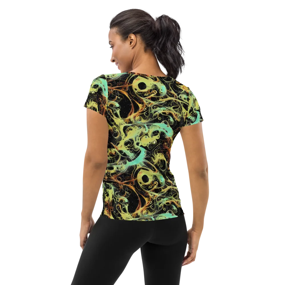 Blacklight Tide on Women's Athletic T-Shirt — Back
