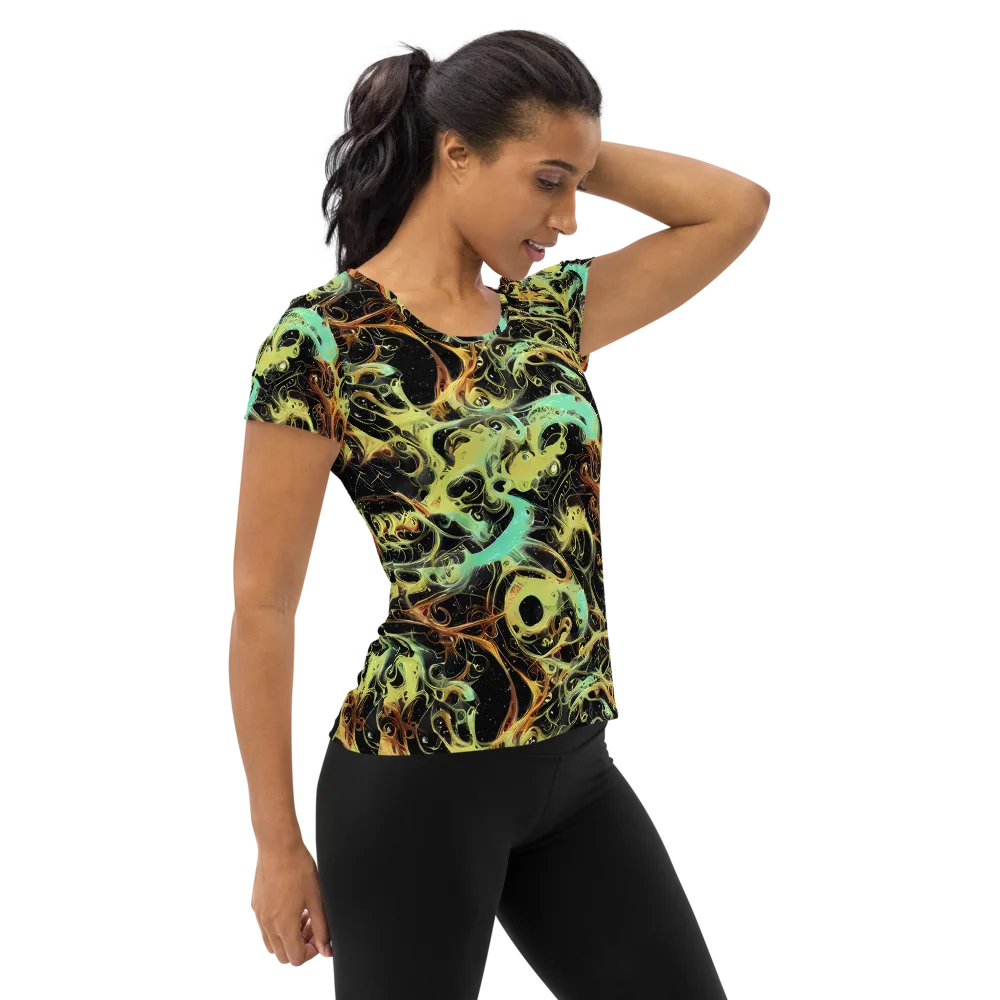 Blacklight Tide on Women's Athletic T-Shirt — Right