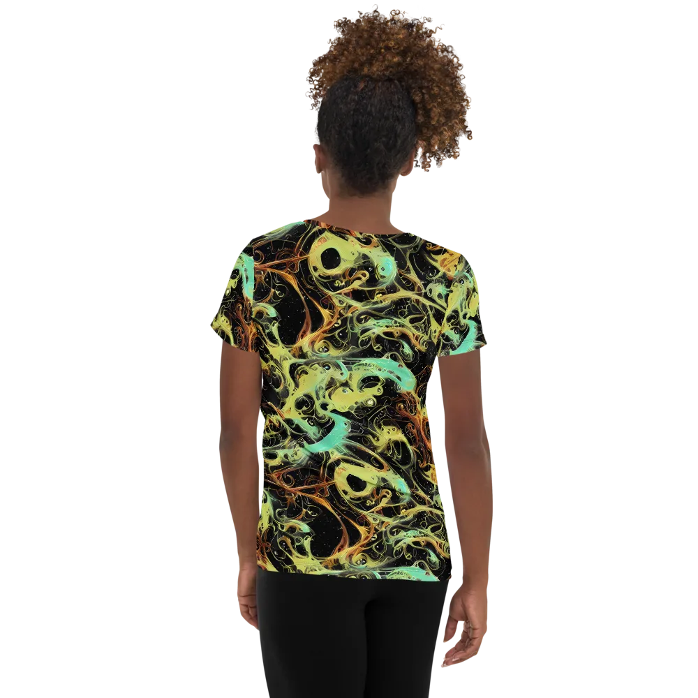 Blacklight Tide on Women's Athletic T-Shirt — Back
