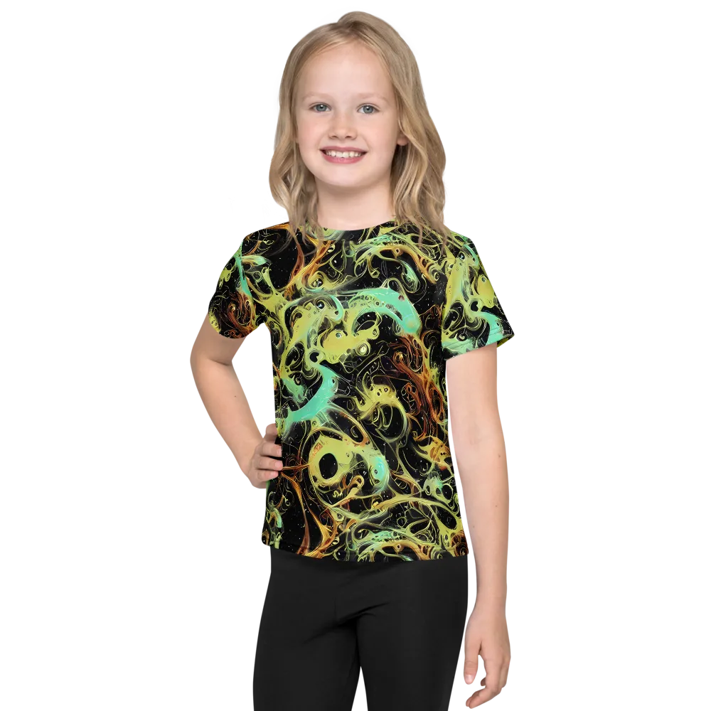 Blacklight Tide on Kids Crew Neck T-Shirt — Front