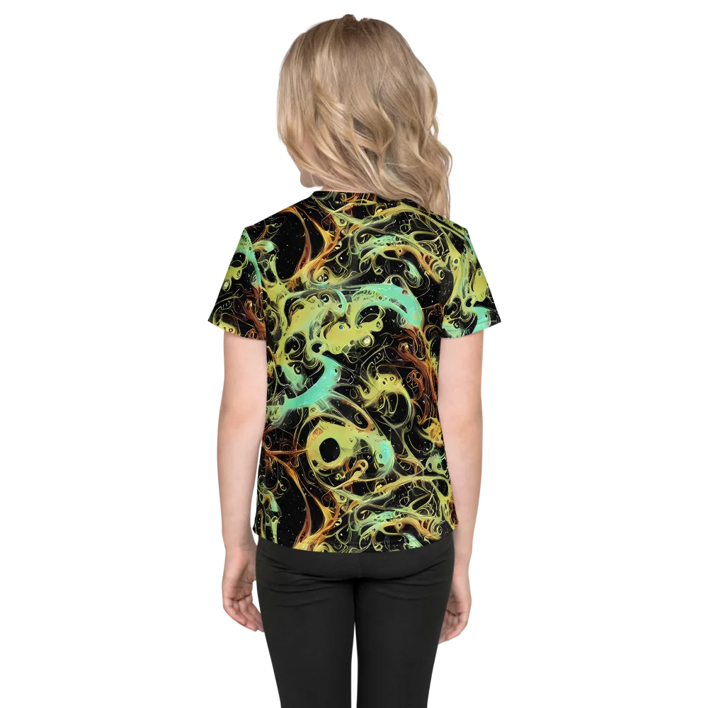 Blacklight Tide on Kids Crew Neck T-Shirt — Back