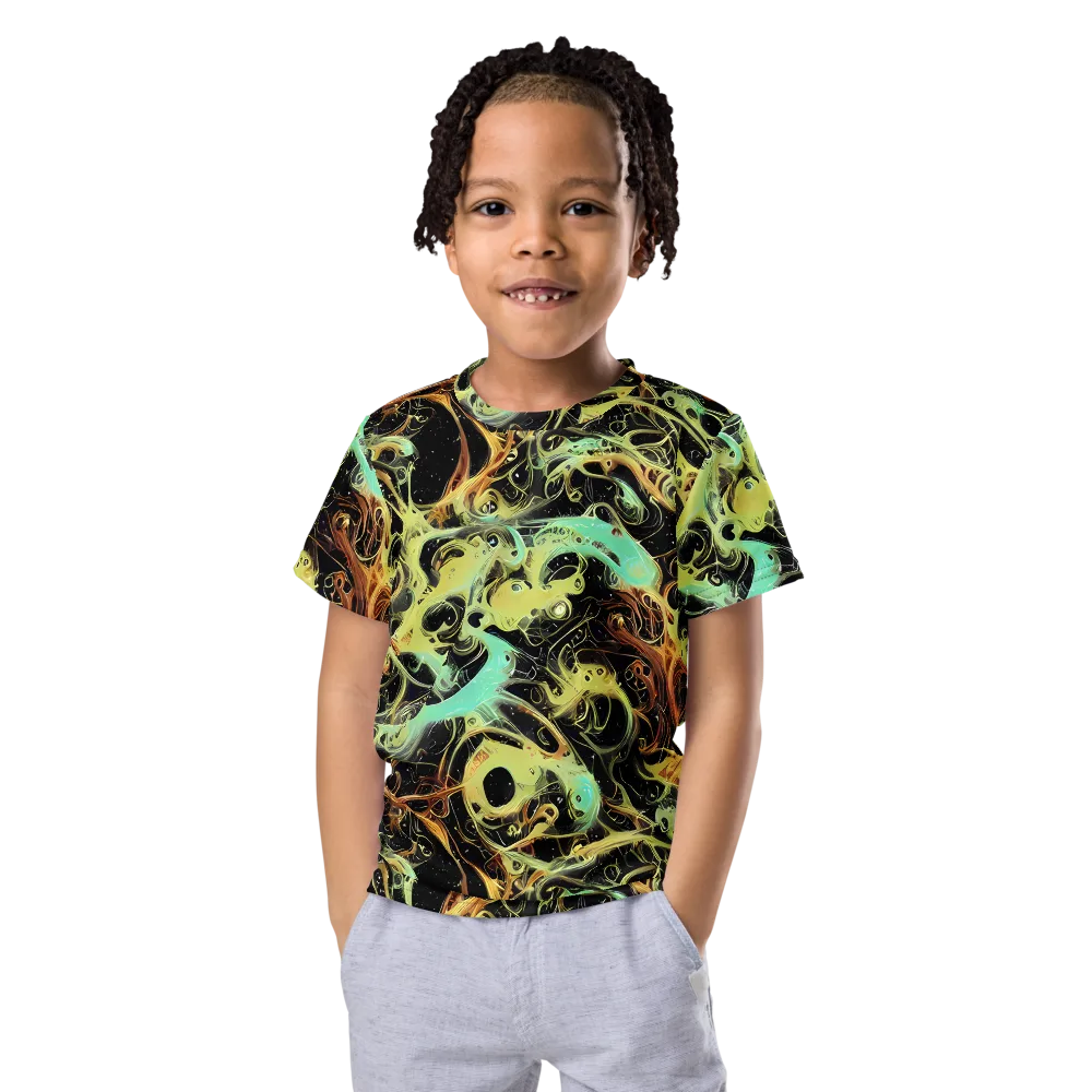 Blacklight Tide on Kids Crew Neck T-Shirt — Front