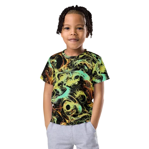 Blacklight Tide on a Kids Crew Neck T-Shirt
