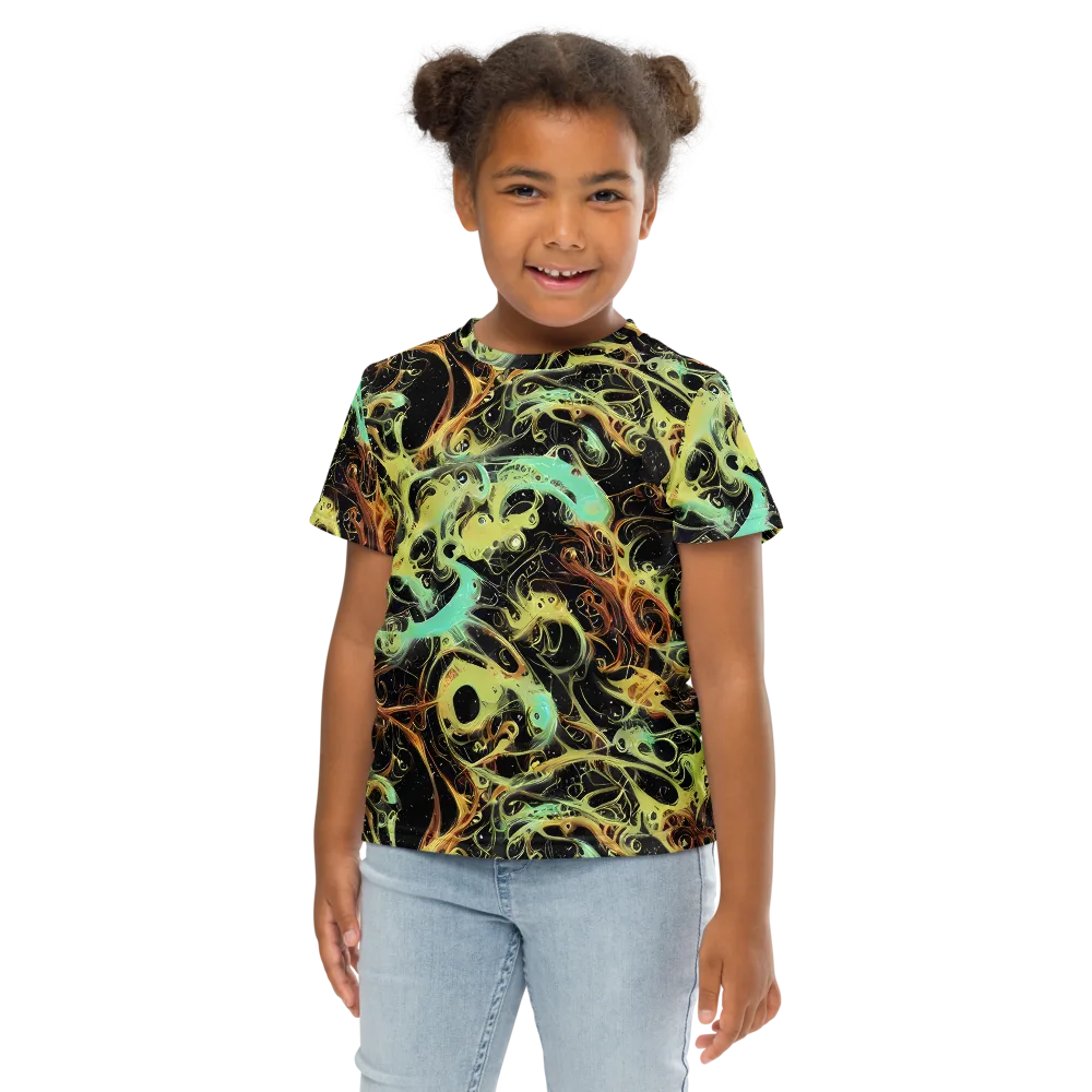 Blacklight Tide on Kids Crew Neck T-Shirt — Front