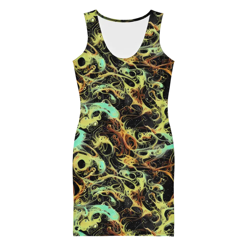 Blacklight Tide on Bodycon Dress — Front