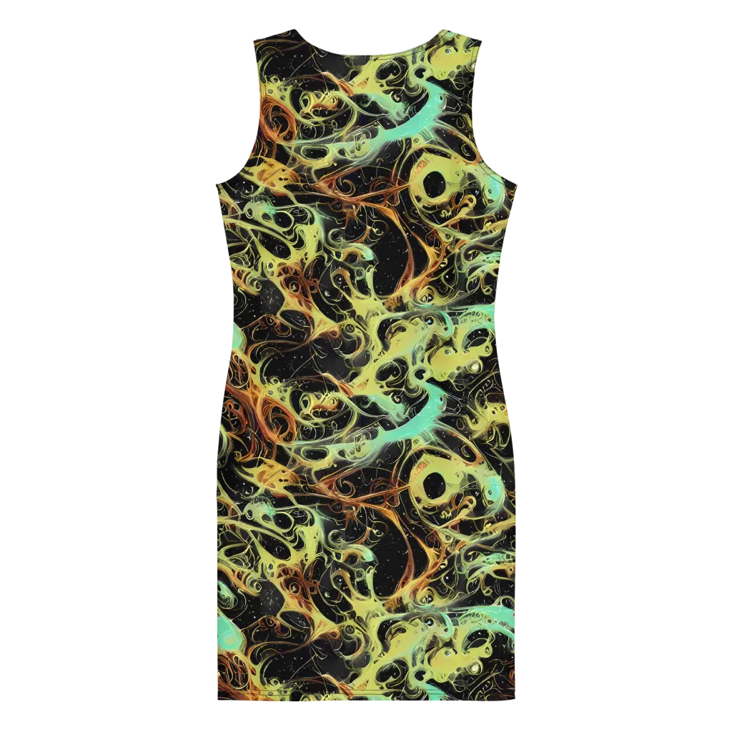Blacklight Tide on Bodycon Dress — Back
