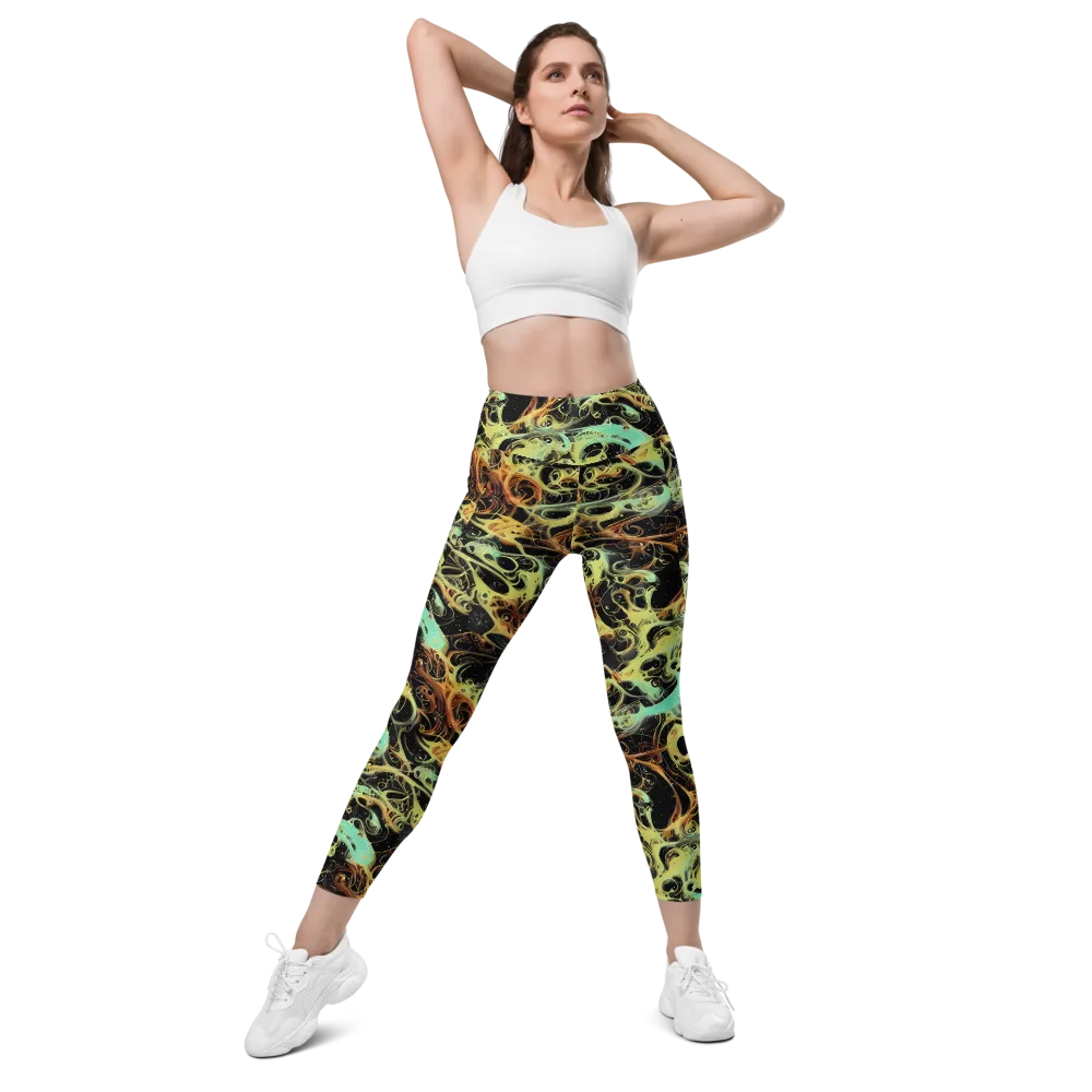 Blacklight Tide on Leggings with Pockets — Front