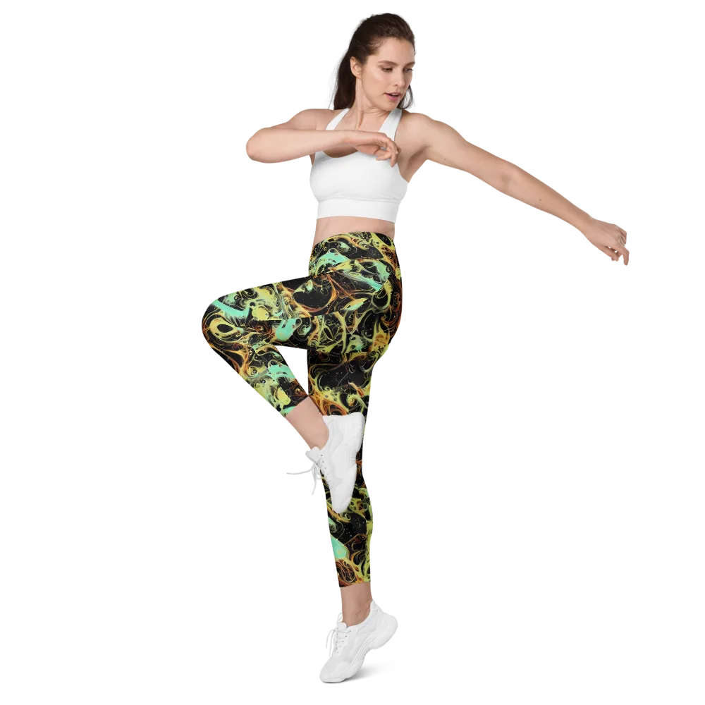 Blacklight Tide on Leggings with Pockets — Left Front
