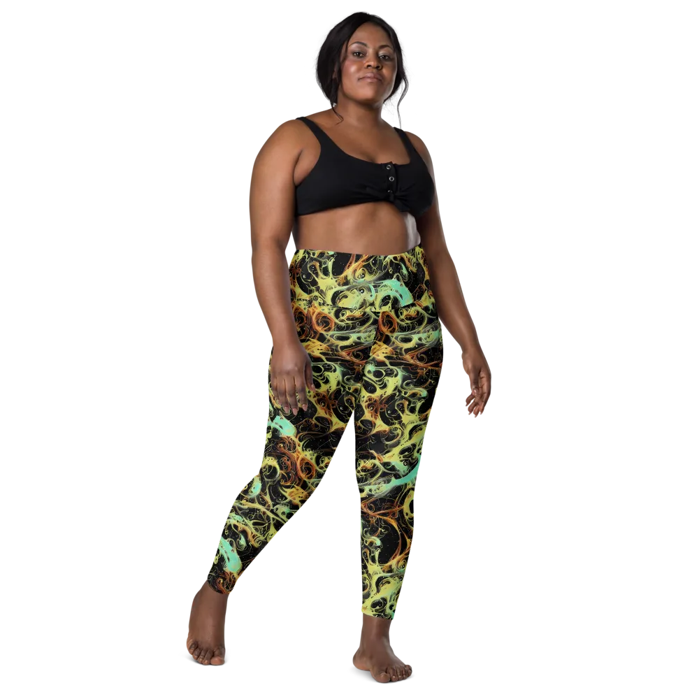 Blacklight Tide on Leggings with Pockets — Front