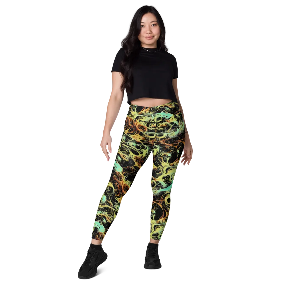 Blacklight Tide on Leggings with Pockets — Front