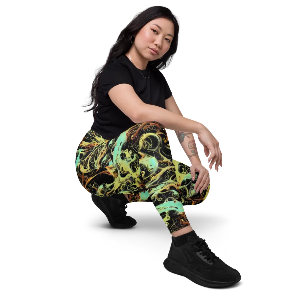 Blacklight Tide on Leggings with Pockets — Right Front