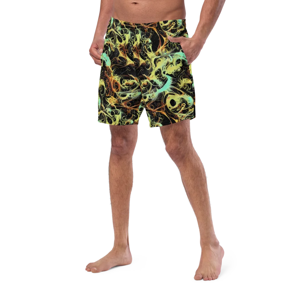 Blacklight Tide on Swim Trunks — Left Front
