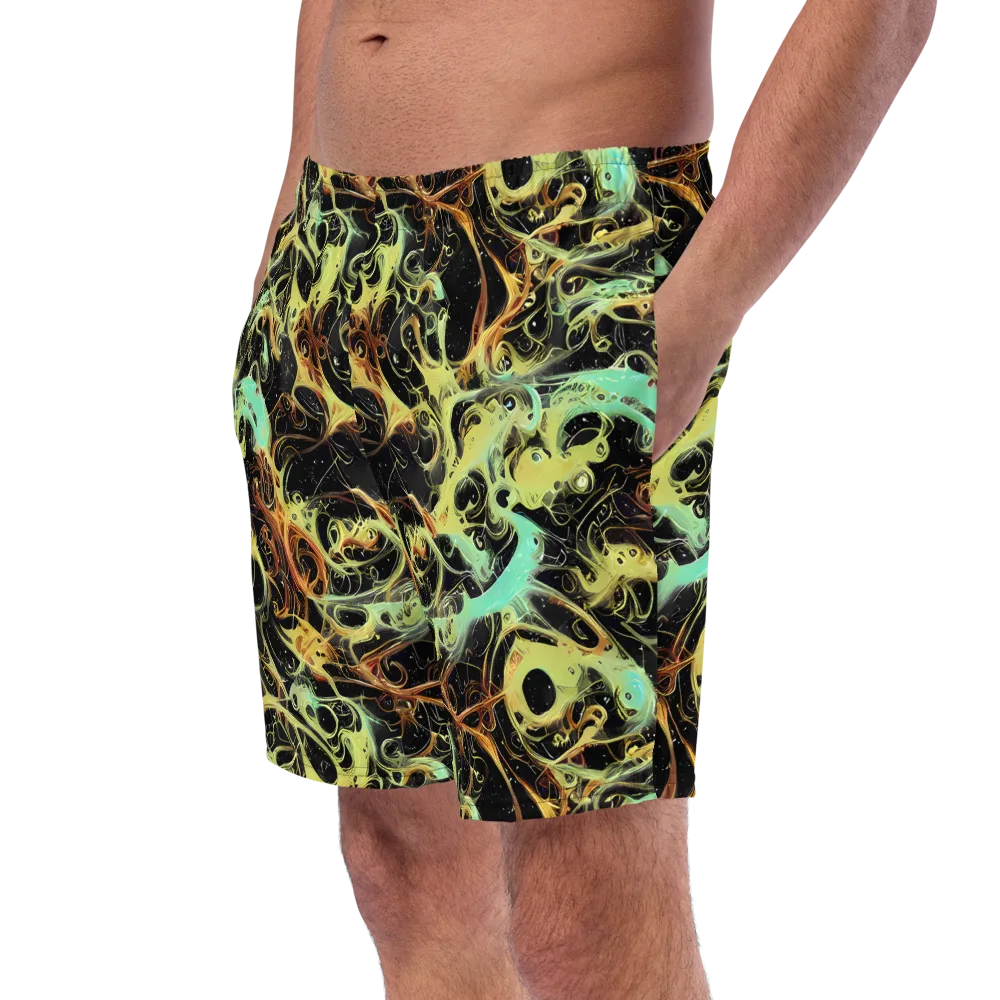 Blacklight Tide on Swim Trunks — Left Front