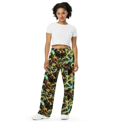 Blacklight Tide on a Wide-Leg Pants