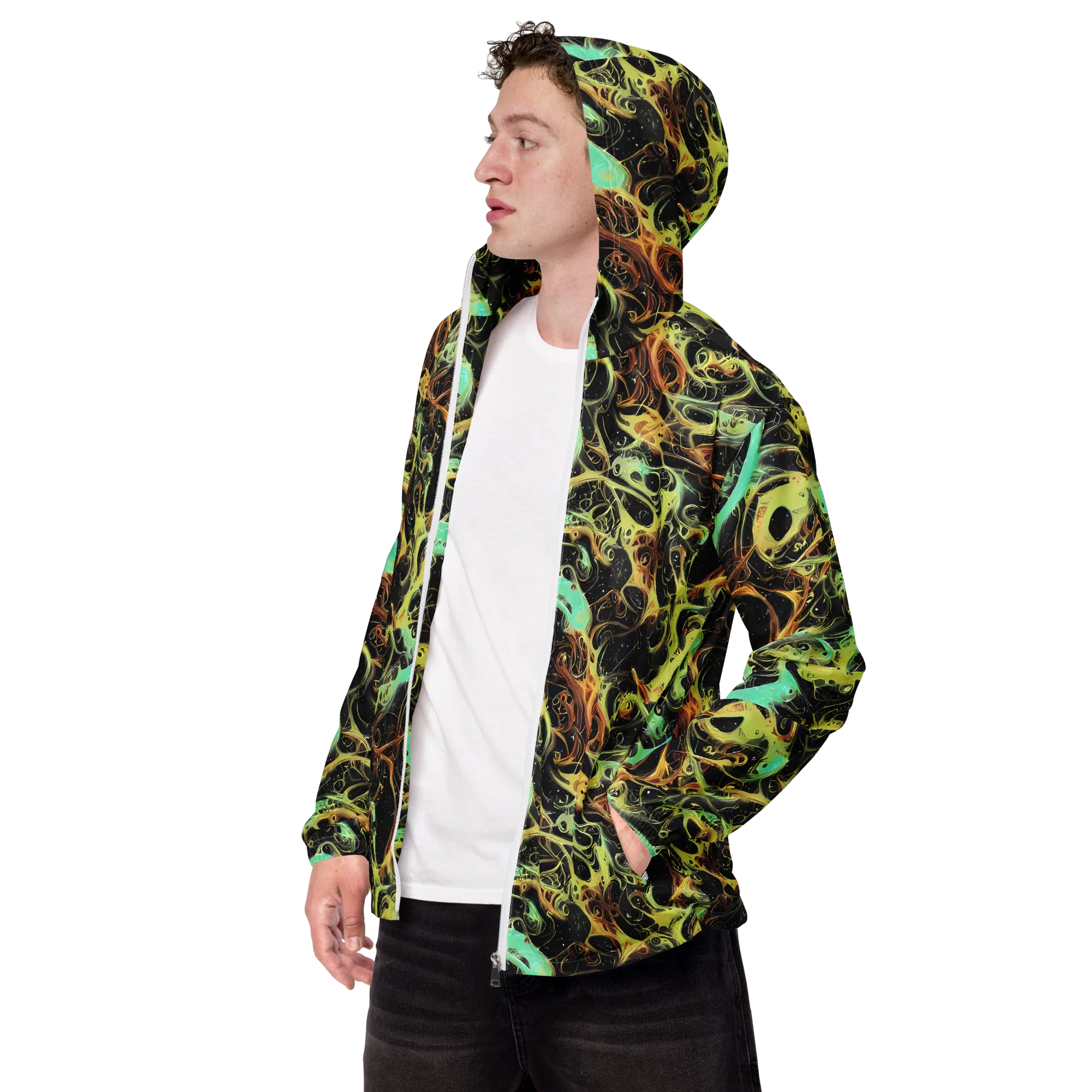 Blacklight Tide on Men's Windbreaker — Left Front