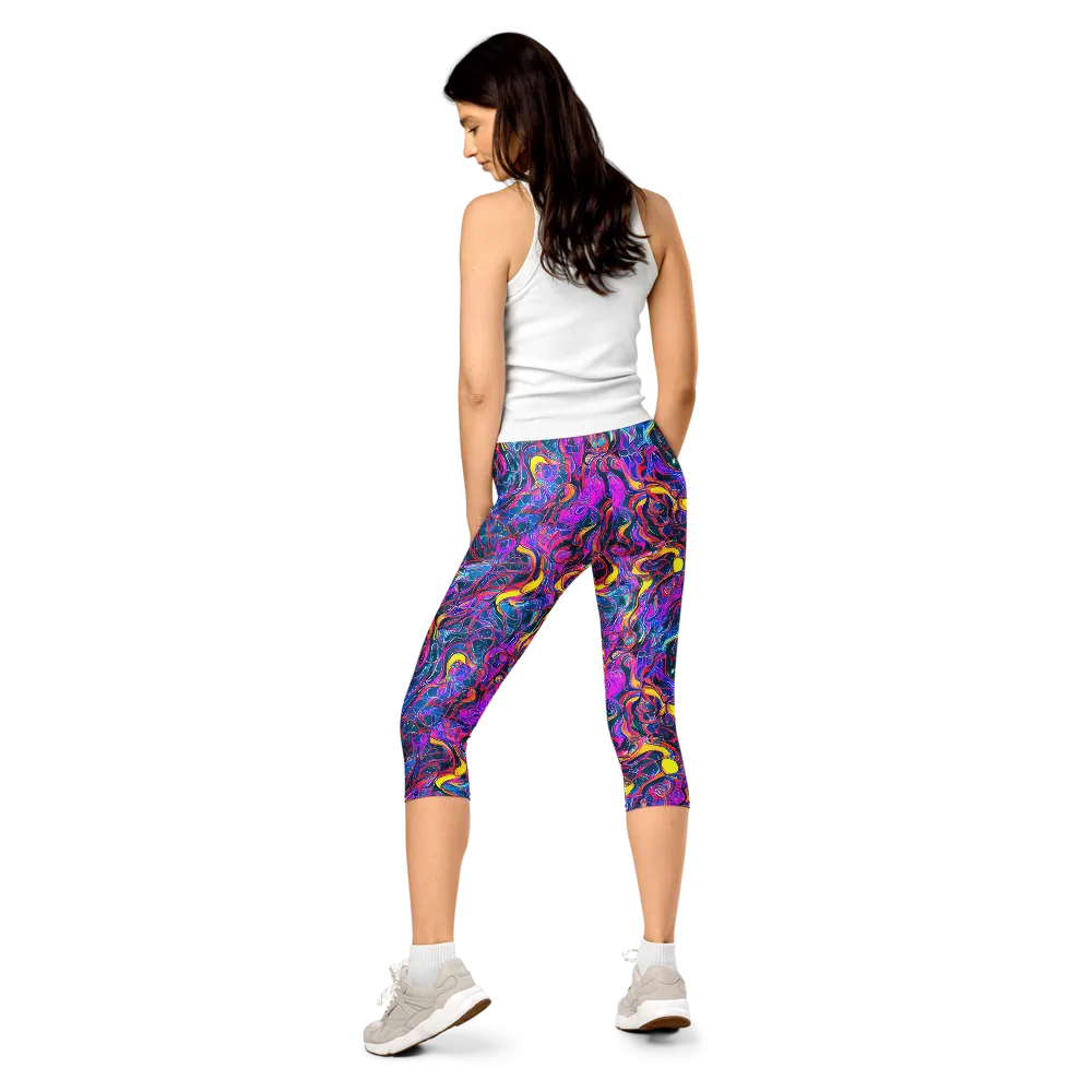 Magenta Maelstrom on Capri Leggings — Back