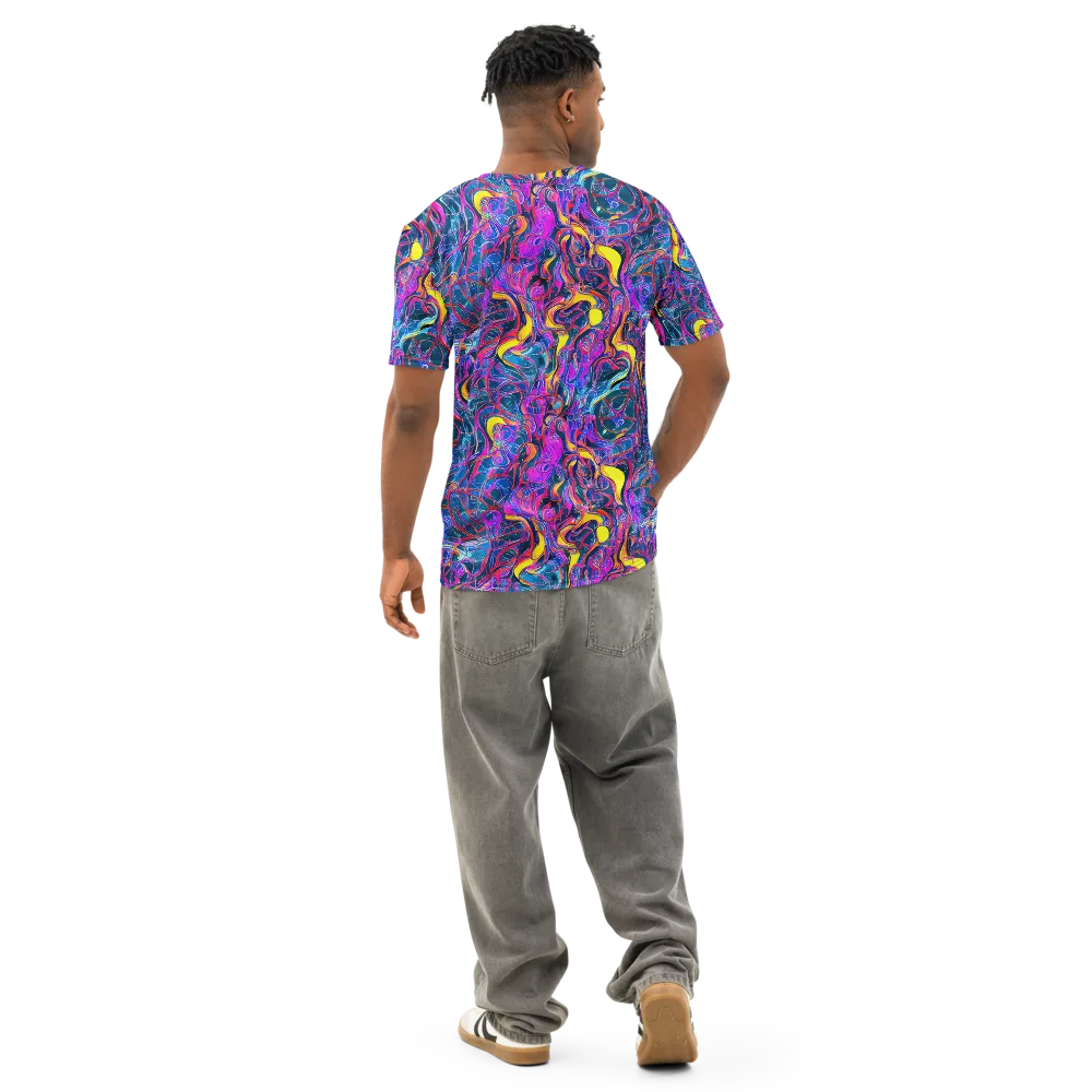 Magenta Maelstrom on Men's Cotton Crew Neck T-Shirt — Back