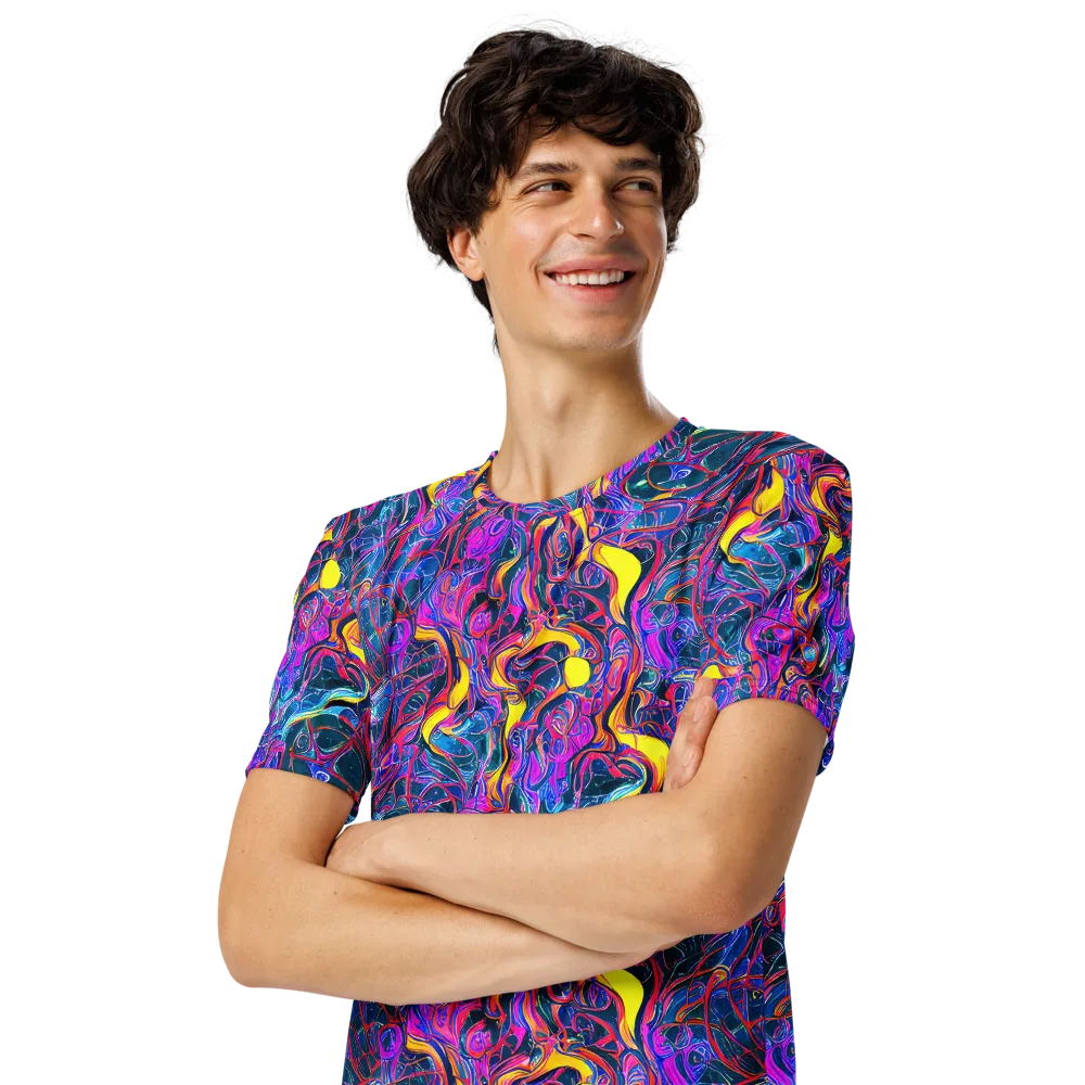 Magenta Maelstrom on Men's Crew Neck T-Shirt — Left Front