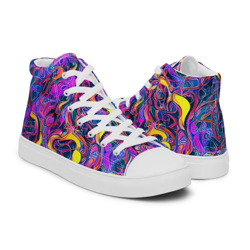 Magenta Maelstrom on a Men's High Top Canvas Shoes