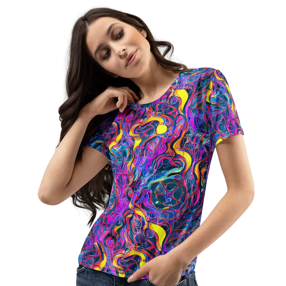 Magenta Maelstrom on Women's Crew Neck T-Shirt — Left Front