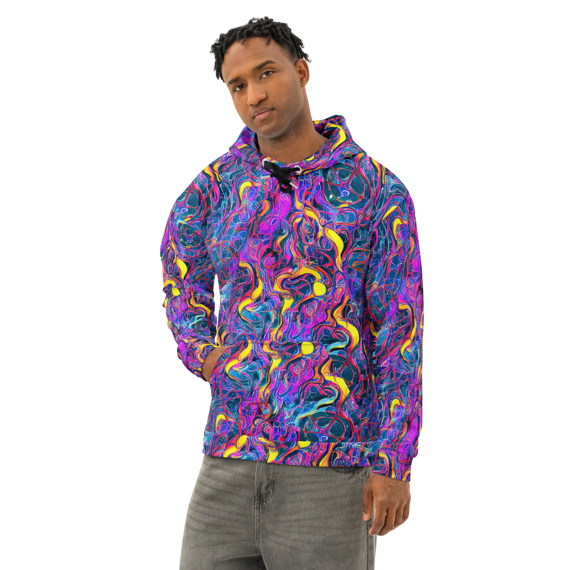 Magenta Maelstrom on Cotton Hoodie — Left Front