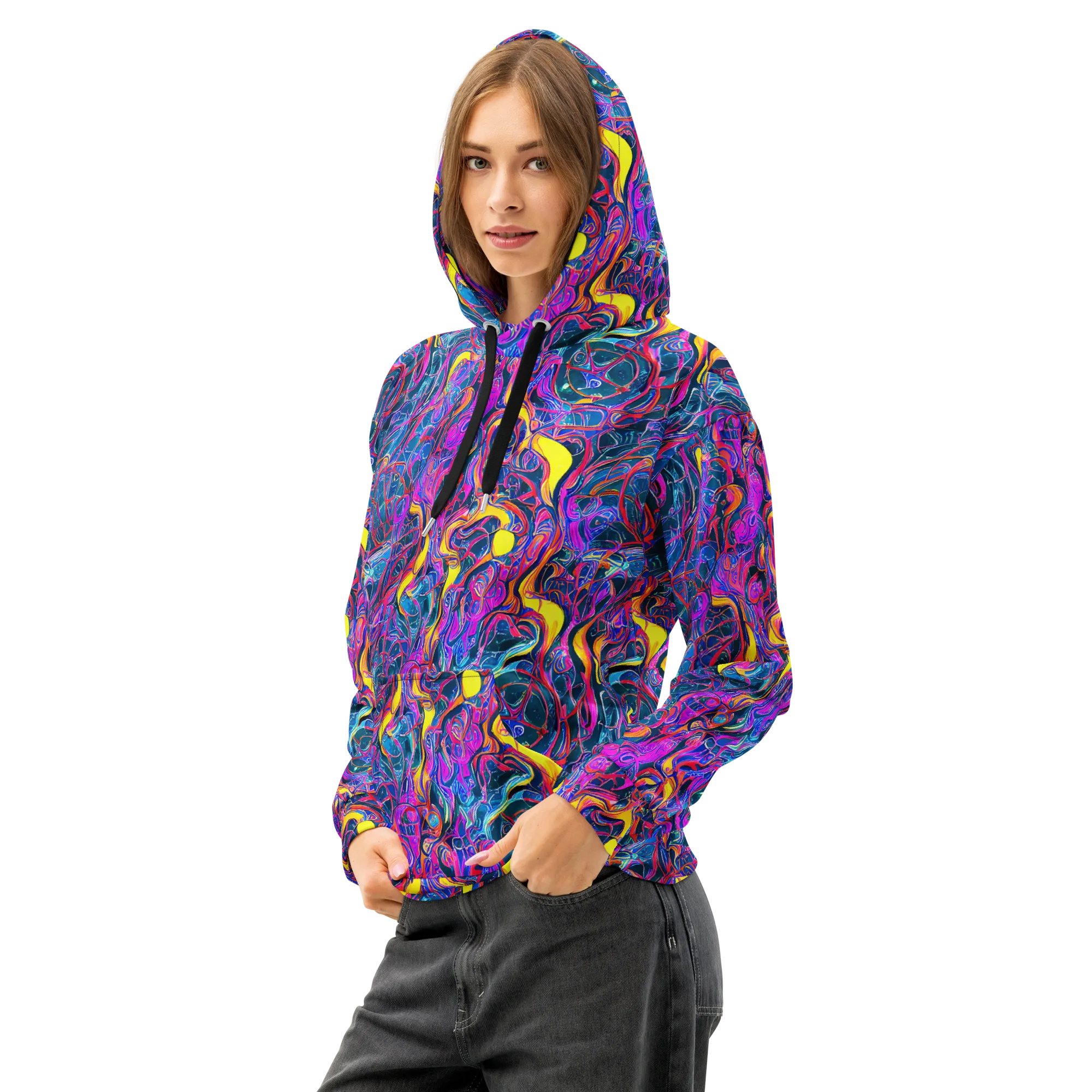 Magenta Maelstrom on Cotton Hoodie — Left Front