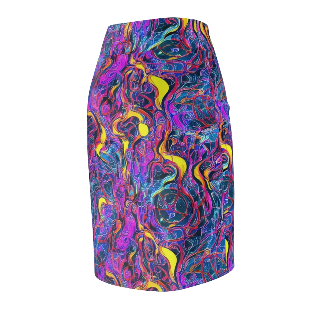 Magenta Maelstrom on Pencil Skirt — Back Side