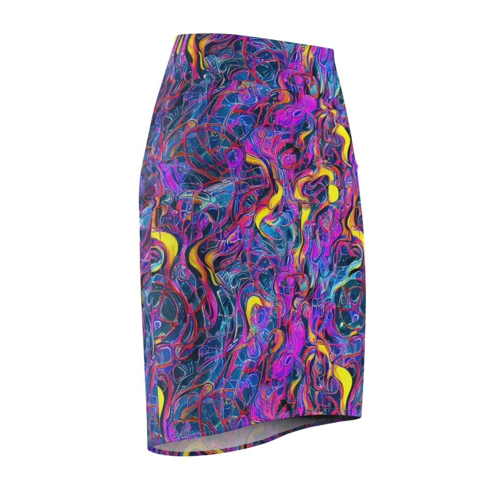Magenta Maelstrom on Pencil Skirt — Front Side