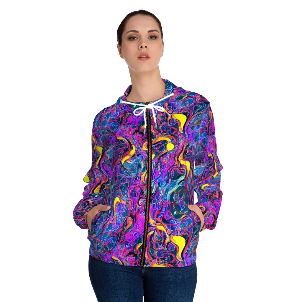 Magenta Maelstrom on Women's Full-Zip Hoodie — Front On Person