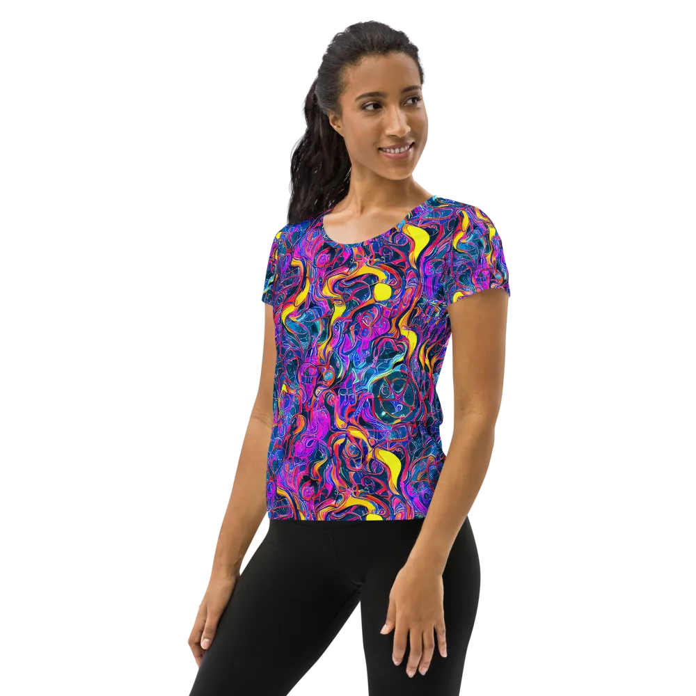 Magenta Maelstrom on Women's Athletic T-Shirt — Left