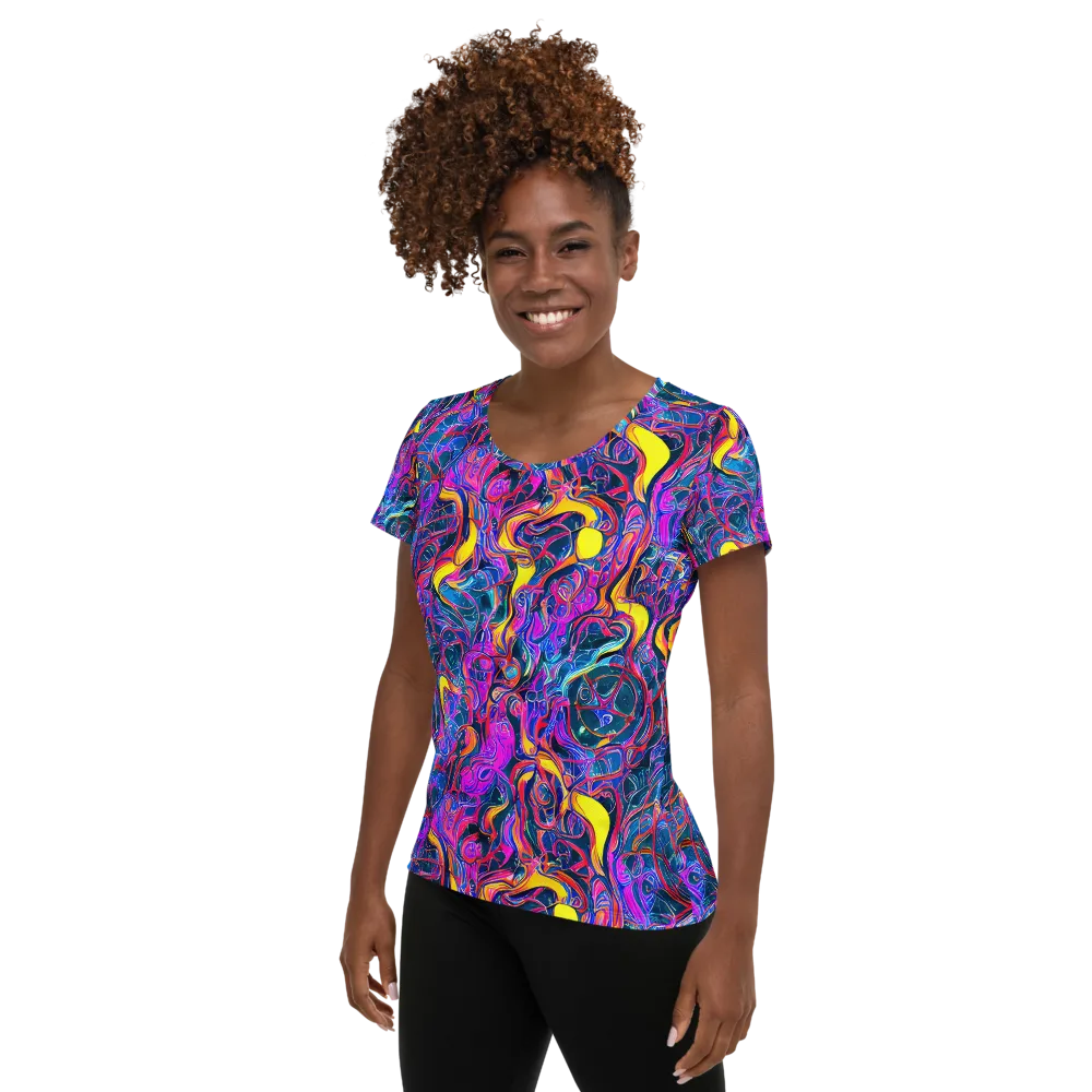 Magenta Maelstrom on Women's Athletic T-Shirt — Left
