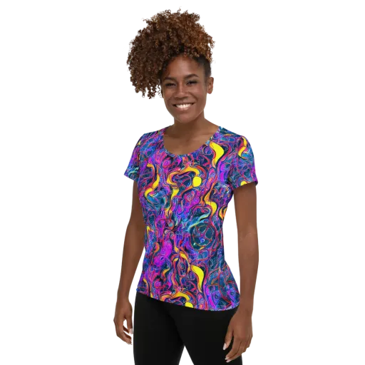 Magenta Maelstrom on a Women's Athletic T-Shirt