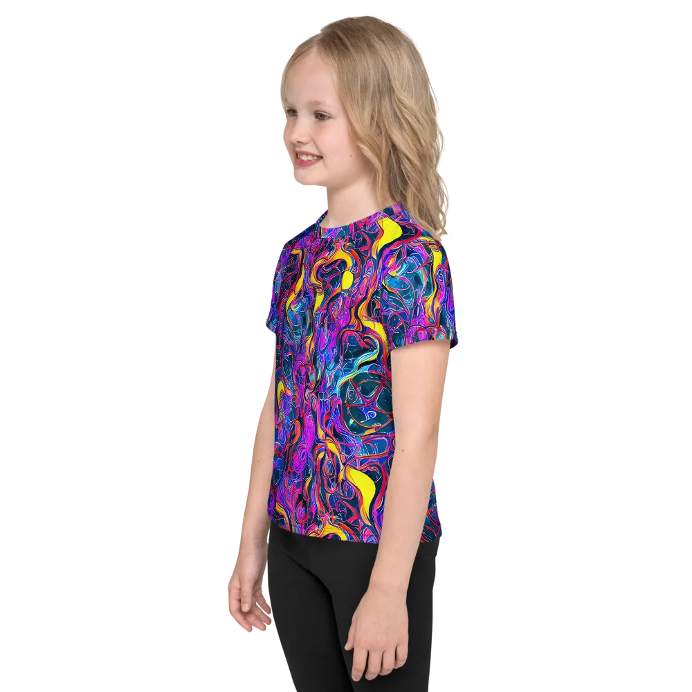 Magenta Maelstrom on Kids Crew Neck T-Shirt — Left