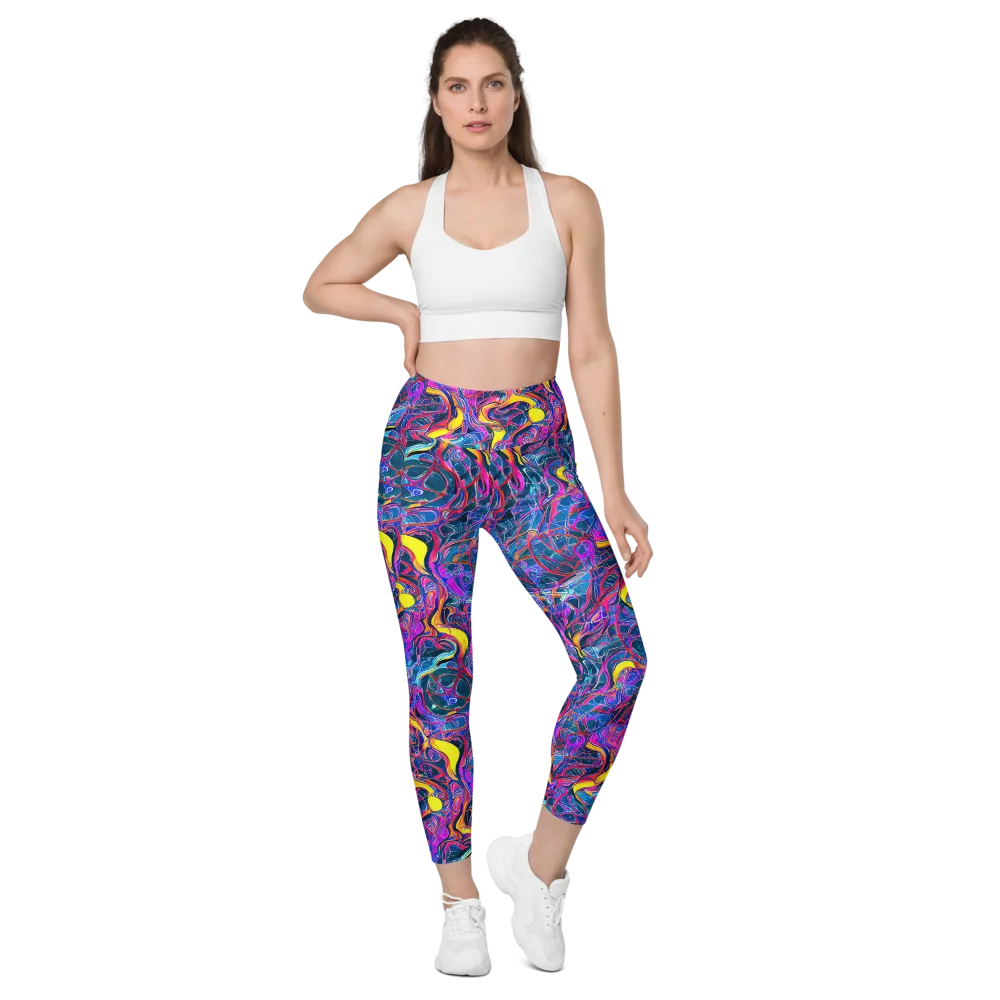 Magenta Maelstrom on Leggings with Pockets — Front