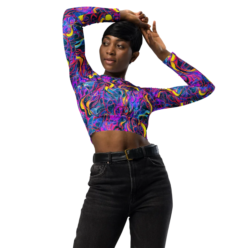 Magenta Maelstrom on Long Sleeve Crop Top — Front